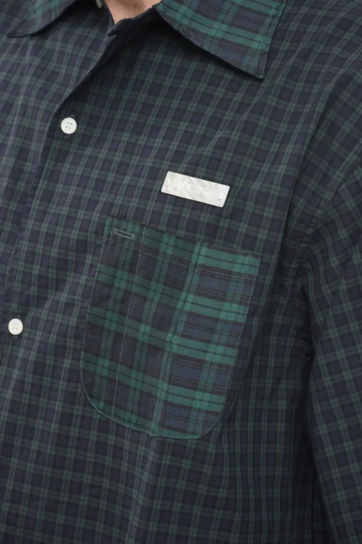 Online Camicia a Quadri Plaid con Taschini in Seta Uomo Camicie