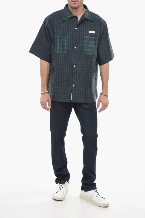 Online Camicia a Quadri Plaid con Taschini in Seta Uomo Camicie