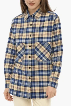 Clearance Camicia a Quadri Tartan con Doppio Taschino Donna Camicie