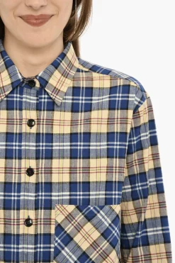 Clearance Camicia a Quadri Tartan con Doppio Taschino Donna Camicie
