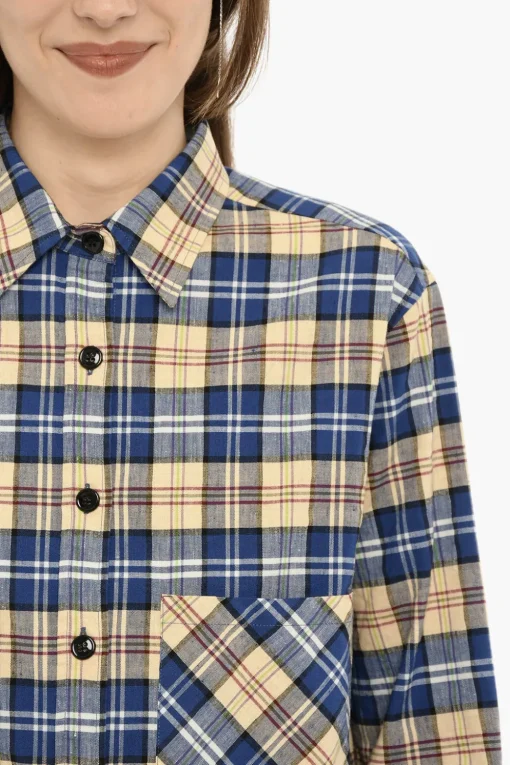 Clearance Camicia a Quadri Tartan con Doppio Taschino Donna Camicie