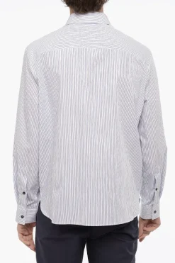 Sale Camicia a Righe Awning Con Stampa Thunderbolt Uomo Camicie