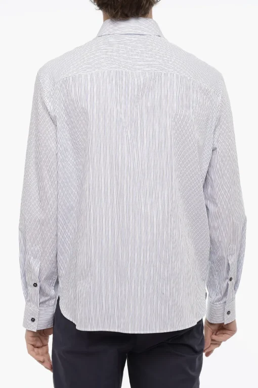 Sale Camicia a Righe Awning Con Stampa Thunderbolt Uomo Camicie