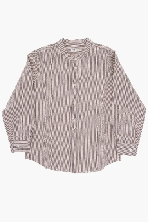 Sale Camicia a Righe Awning con Collo Coreano Bambino Abbigliamento