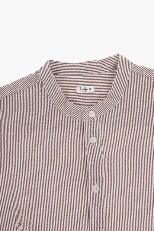 Sale Camicia a Righe Awning con Collo Coreano Bambino Abbigliamento
