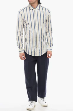 Online Camicia a Righe Balance con Collo Francese Uomo Camicie