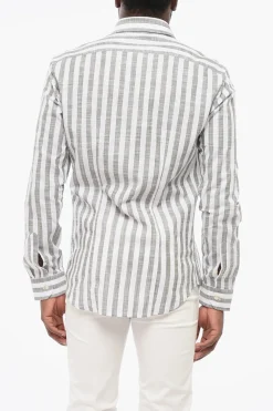 Camicia a Righe Bicolore con Collo Francese>Brian Dales Sale