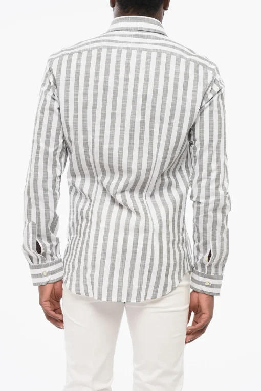Camicia a Righe Bicolore con Collo Francese>Brian Dales Sale
