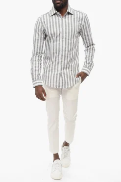 Camicia a Righe Bicolore con Collo Francese></noscript>Brian Dales Sale