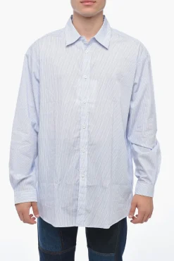 Sale Camicia a Righe con Collo Francese Uomo Camicie