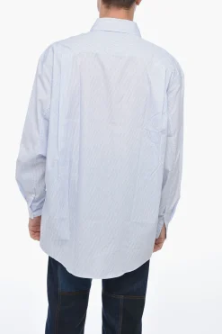 Sale Camicia a Righe con Collo Francese Uomo Camicie