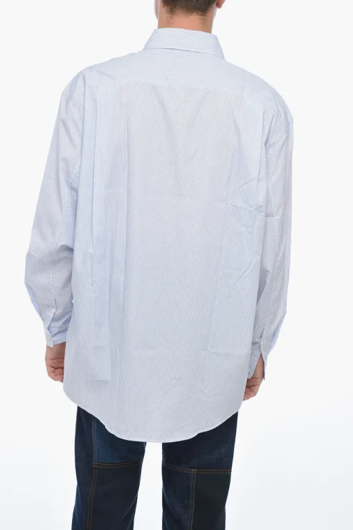 Sale Camicia a Righe con Collo Francese Uomo Camicie