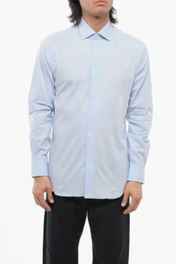 Discount Camicia a Righe con Collo Francese Uomo Camicie