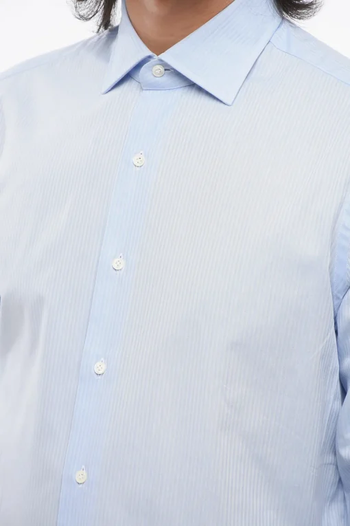 Discount Camicia a Righe con Collo Francese Uomo Camicie