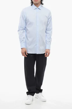 Discount Camicia a Righe con Collo Francese Uomo Camicie