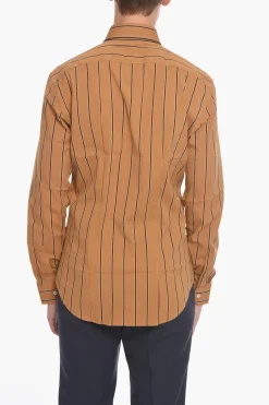 Camicia a Righe con Collo Francese>Brian Dales Fashion