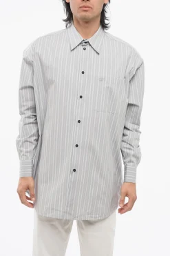 Fashion Camicia A Righe Con Taschino Uomo Camicie