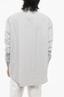Fashion Camicia A Righe Con Taschino Uomo Camicie
