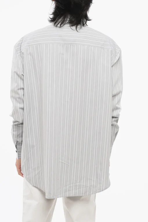 Fashion Camicia A Righe Con Taschino Uomo Camicie