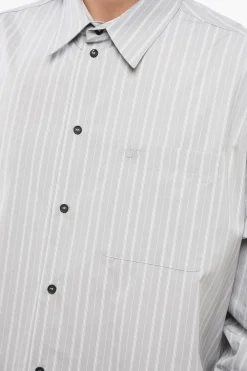 Fashion Camicia A Righe Con Taschino Uomo Camicie