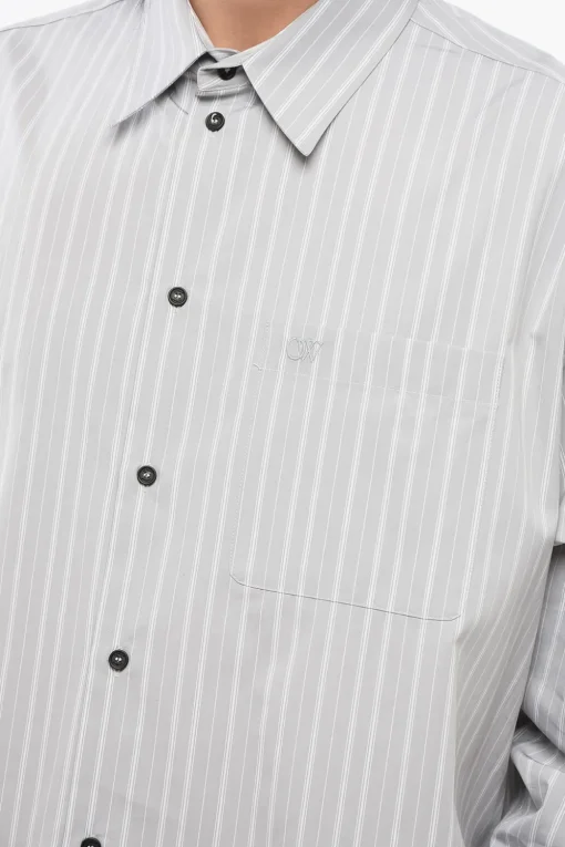 Fashion Camicia A Righe Con Taschino Uomo Camicie