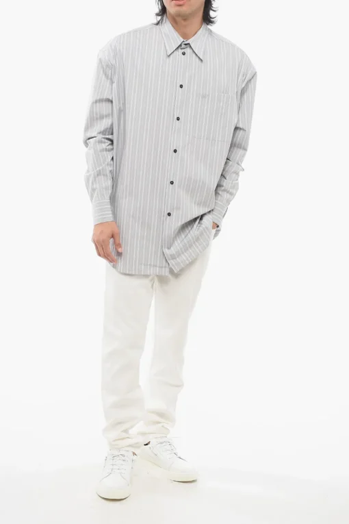 Fashion Camicia A Righe Con Taschino Uomo Camicie