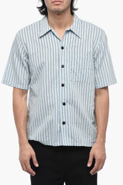 New Camicia a Righe in Popeline di Cotone Uomo Camicie