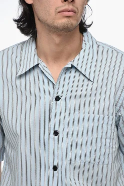 New Camicia a Righe in Popeline di Cotone Uomo Camicie
