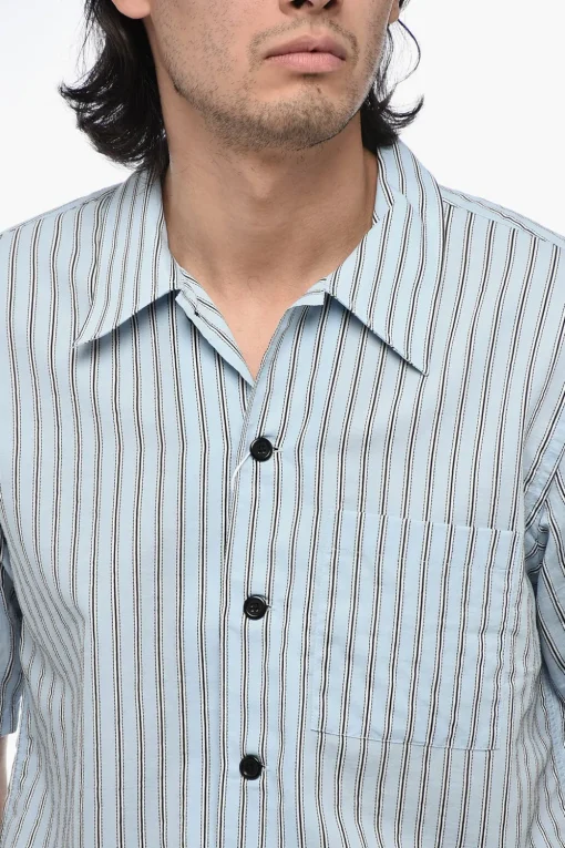 New Camicia a Righe in Popeline di Cotone Uomo Camicie