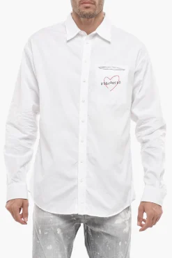 Camicia a Spalla Scesa con Logo a Contrasto>Dsquared2 Clearance