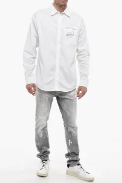 Camicia a Spalla Scesa con Logo a Contrasto></noscript>Dsquared2 Clearance