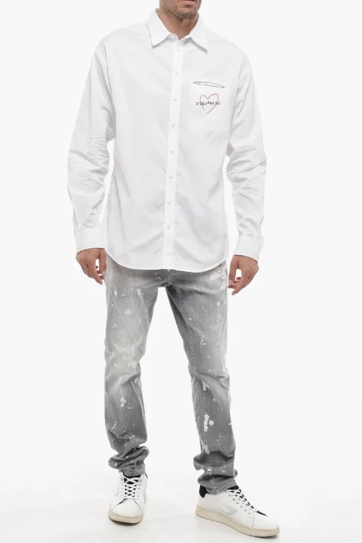 Camicia a Spalla Scesa con Logo a Contrasto>Dsquared2 Clearance