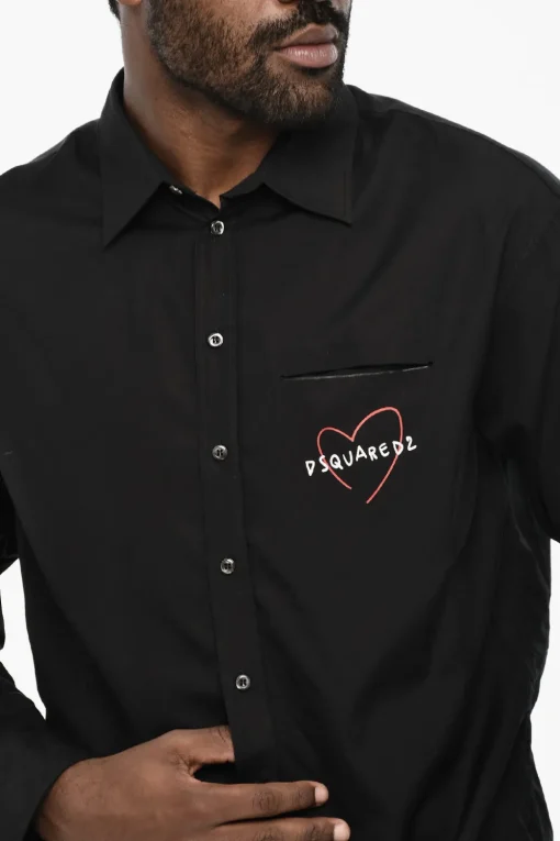 Clearance Camicia a Spalla Scesa con Logo a Contrasto Uomo Camicie