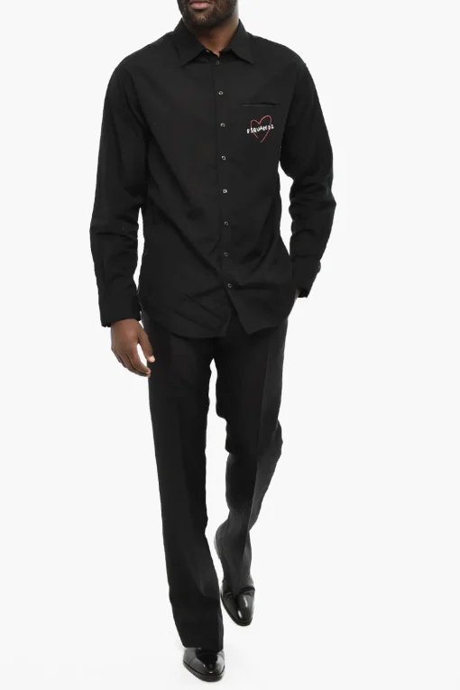 Clearance Camicia a Spalla Scesa con Logo a Contrasto Uomo Camicie