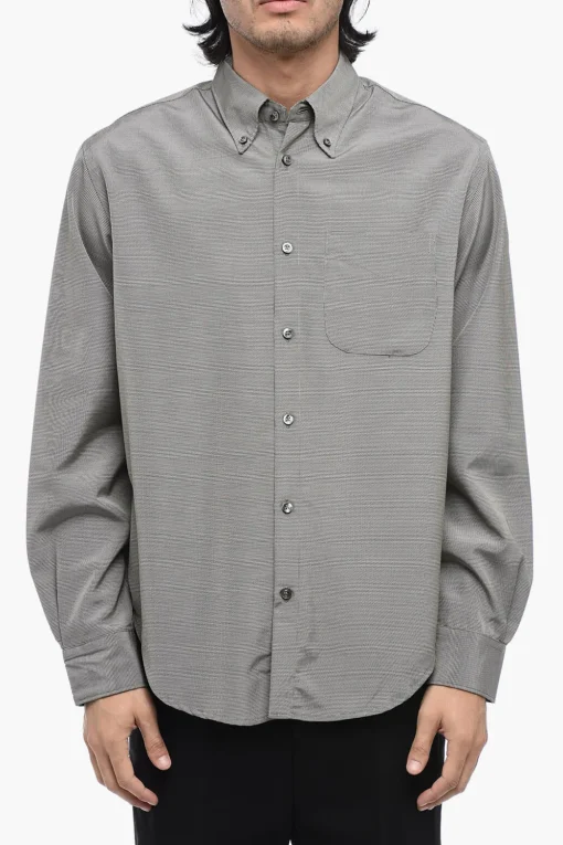 Hot Camicia Asimmetric in Micro Pied De Poule Uomo Camicie