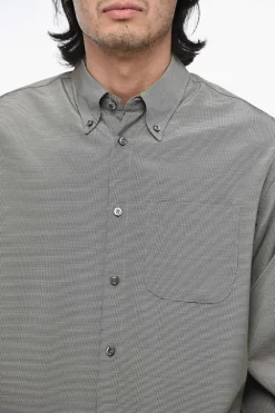 Hot Camicia Asimmetric in Micro Pied De Poule Uomo Camicie