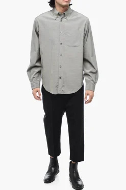 Hot Camicia Asimmetric in Micro Pied De Poule Uomo Camicie