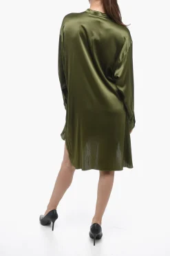 Camicia Asimmetrica GIOIA in Satin con Collo Coreano>Mr. Mrs. Shirt Online