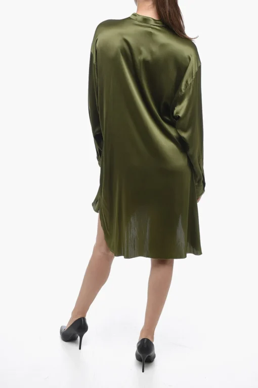 Camicia Asimmetrica GIOIA in Satin con Collo Coreano>Mr. Mrs. Shirt Online