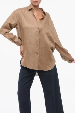 Camicia Asimmetrica in Lino>Super Blond Outlet
