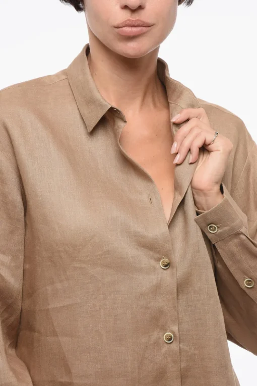 Camicia Asimmetrica in Lino>Super Blond Outlet