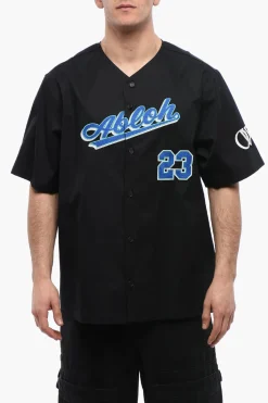 Camicia BASEBALL in Cotone con Logo Ricamato>Off-White Discount