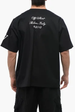 Camicia BASEBALL in Cotone con Logo Ricamato>Off-White Discount
