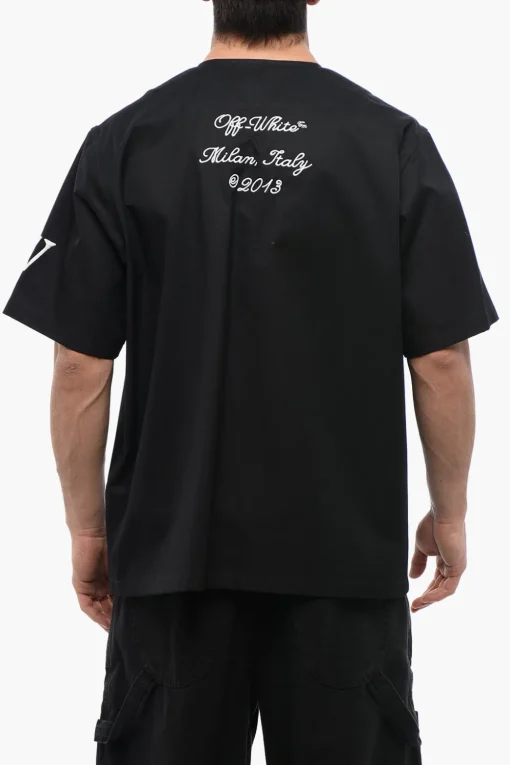 Camicia BASEBALL in Cotone con Logo Ricamato>Off-White Discount