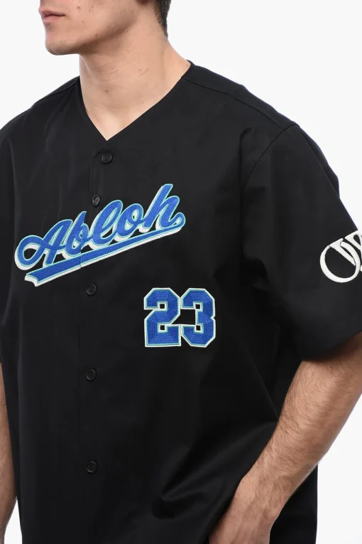 Camicia BASEBALL in Cotone con Logo Ricamato>Off-White Discount