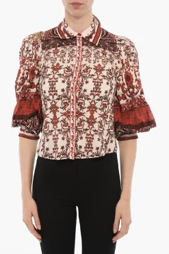 Camicia Bicolore FATAL In Fantasia con Abbottonatura Nascosta>Alice + Olivia Clearance