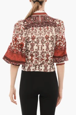 Camicia Bicolore FATAL In Fantasia con Abbottonatura Nascosta>Alice + Olivia Clearance