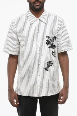 Camicia Bowling a Righe con Ricamo in Paillettes>Dolce & Gabbana Best