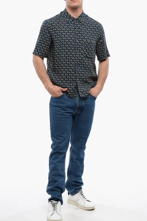 Fashion Camicia Bowling BANANA con Taschino Uomo Camicie