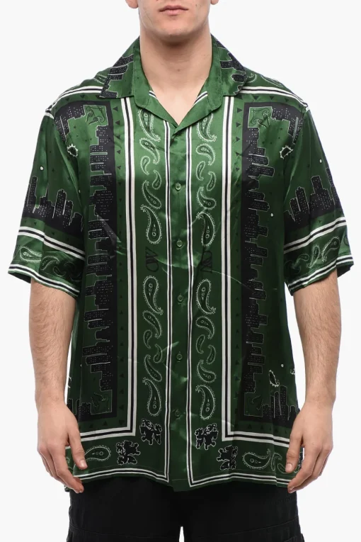 Discount Camicia Bowling BANDANA in Satin Uomo Camicie